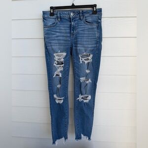 American Eagle Outfitters Ripped Blue Skinny Jeans